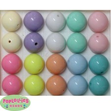 20mm Mixed Color Pastel Acrylic Solid Bubblegum Beads 20pc CHUNKY mix4