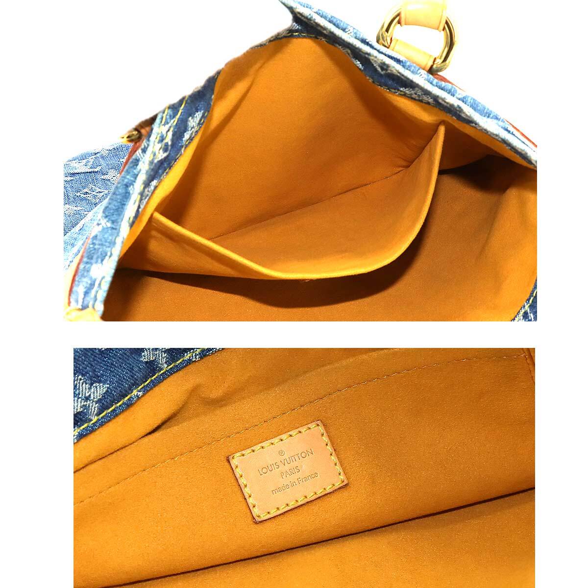 LOUIS VUITTON Monogram Denim Flat Shopper Tote Bag Canvas