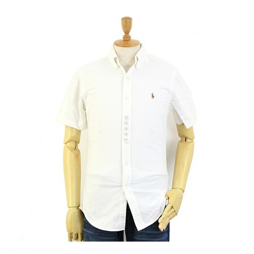 Polo Ralph Lauren Short Sleeve Solid Slim Fit Button Down Shirt Oxford - White - - 第 1/4 張圖片