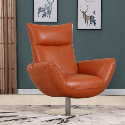 43 Orange Contemporary Leather Lounge Chair