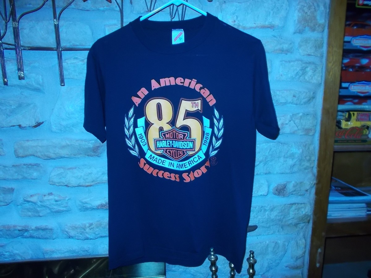 Vtg 80's HARLEY DAVIDSON 85th Anniversary Black T Shirt m 38-40 | eBay