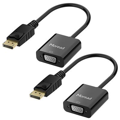 DisplayPort to VGA Adapter 2 Pack Gold-Plated for Monitor/Projector Black