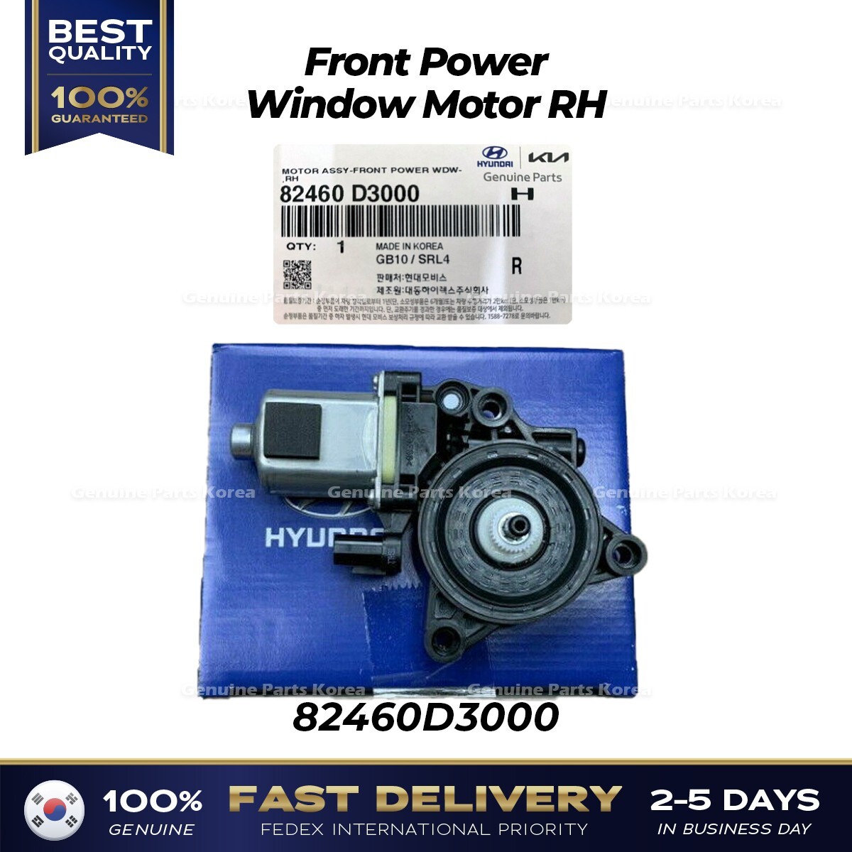 スルー OEM 82460 Driver's Door Power Window Motor Front Right for Tucson