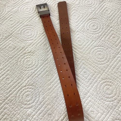Kenneth Cole Men's Belt Size 44/110 Handcrafted USA Double Prong Brown Leather - Picture 2 of 10