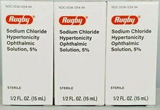 Rugby Sodium Chloride Ophthalmic Solution Eye Drops 5% 15mL -3 Pack Exp 07-2026