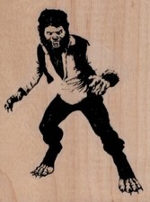 Sello de goma Wolfman 3 x 3 3/4", sello de monstruo, sello de Halloween