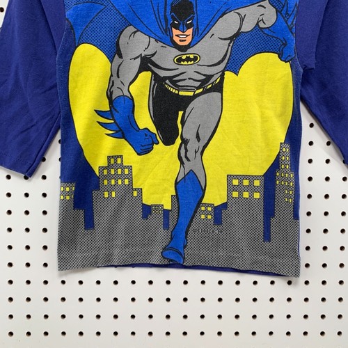Vintage 80s Batman AOP Shirt Blue Youth Boys Medium 10/12 Made USA 15X19 - Picture 6 of 16