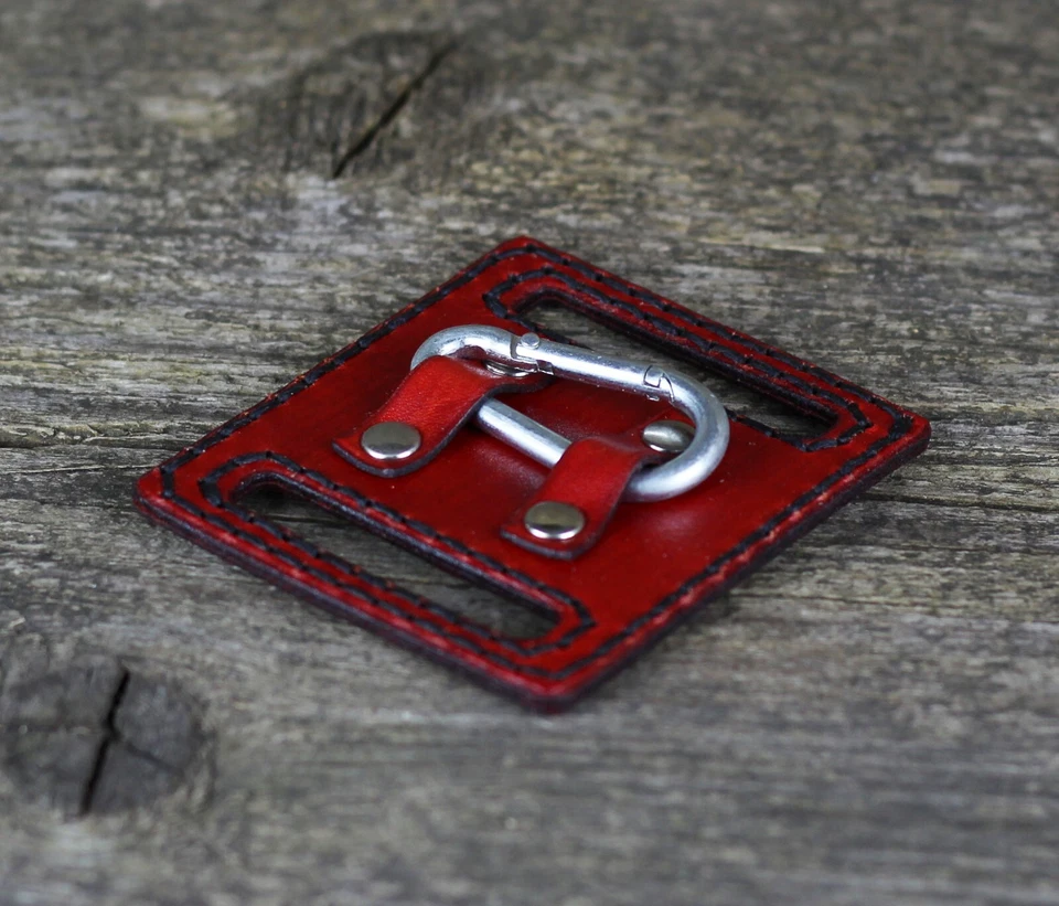 Red leather key chain, belt clip holder, handmade keyholder, belt accessories. - Image 3 of 4
