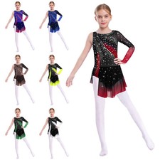 Kids Girls Romper Gymnastic Dress Skating Unitard Split Leotard Rhythmic Ballet