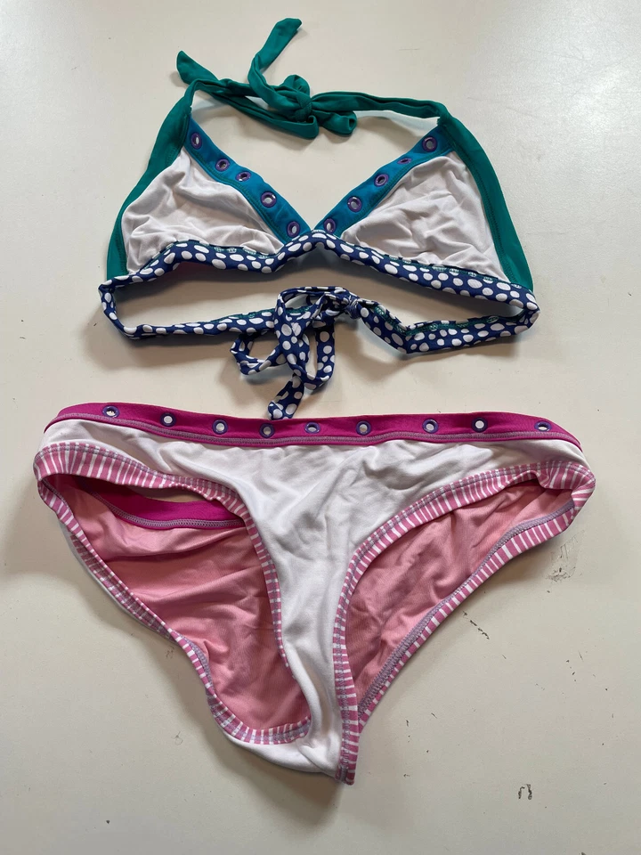 Agatha Ruiz De La Prada Bikini Größe S Triangel Neckholder rosa weiß blau #JAN