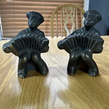 Antique Hubley Bookends Accordian Player 497 Art Deco 1920's Cast Iron WWI Era