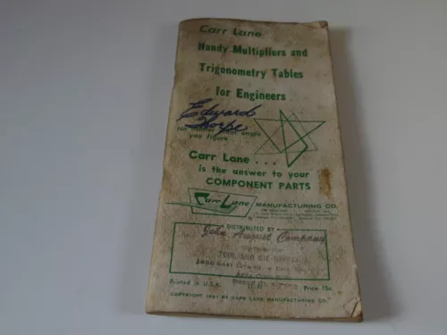 Carr Lane Handy Multipliers and Trigonometry Tables for Engineers #1