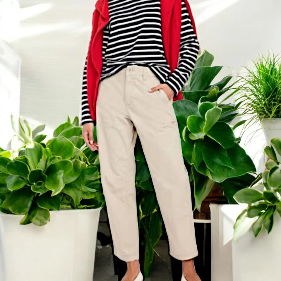 Pantalones chinos OGC de cintura alta azul marino antiguos para mujer - talla L - negros o tostados Foto 3 de 4