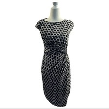 LAUREN RALPH LAUREN NAVY & WHITE SLEEVELESS DRESS