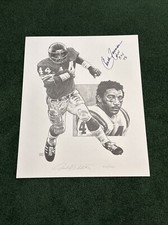 RARE Chuck Foreman AUTO'D 16x20 Michael Mellett Print/1000, Minnesota Vikings!