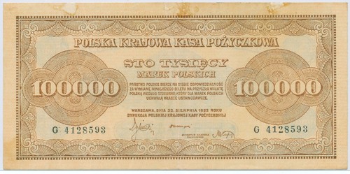 Poland 100,000 Marek Polskich 1923, P.34_F/F+
