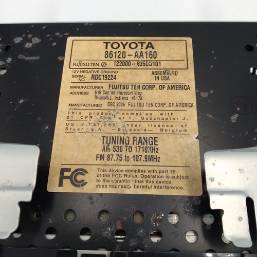 2005-06 Toyota Camry AM FM OEM Radio Single CD Player 86120-AA160 Face 16860 - Foto 8 di 10