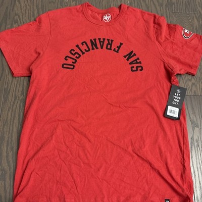 NWT San Francisco 49ers Men's 47 Brand Upside Script Racer Red T-Shirt Tee XL