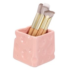Ceramic Makeup Brush Organizer 3" Cosmetic Brush Holder Pink 