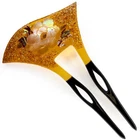 VTG Japanese Ogi-kanzashi Hair Ornament Lacquered Celluloid Fan Shaped Design