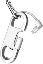 iPhone Charge Lightning Cable  Keychain  Bottle Opener  Aluminum White