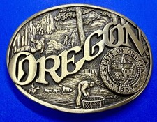 Oregon State Commemorative Vintage Solid Brass Award Design Medals Belt Buckle