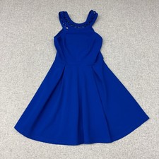 Windsor Skater Dress Small Royal Blue Lattice Cage Neckline Fit & Flare PD757