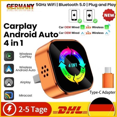 Wireless CarPlay Adapter 4in1 AirPlay MirrorLink Navi Musik Auto iOS Android
