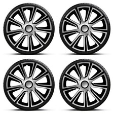 Wheel Trims 15" Black Silver Hub Caps Veron Carbon Fits Renault Scenic
