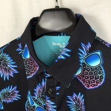 Birdie Bound Mens Polo Shirt M Black Neon Pineapple Modern Performance Utility