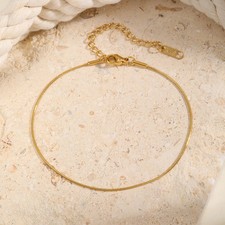 Round Snake Chain Anklet for Women Waterproof Stainless Steel Anklets Jewelry