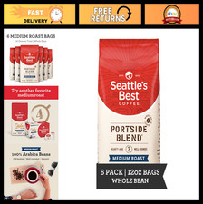 Medium Roast Whole Bean Coffee - Portside Blend, 12oz Bags, Pack of 6 - Fresh & 14.44 per pound