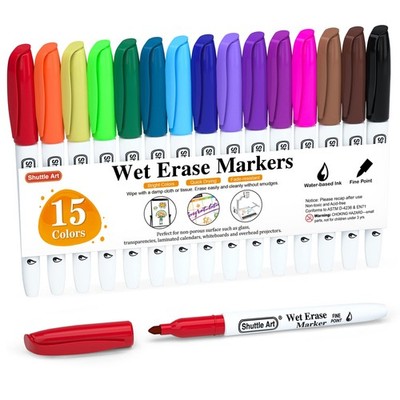 Wet Erase Markers 15 Colors 1mm Fine Tip Smudgefree Markers Use On Laminated Cal