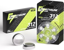 Hearing Aid Batteries Size 312 24-Pack Zinc Air 1.45V Long Lasting Easy Open