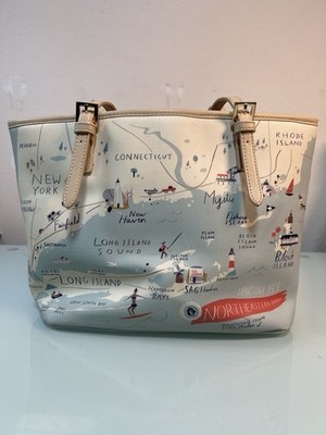Spartina 449 Map Print Tote Cape Cod Long Island Coastal Nautical Purse
