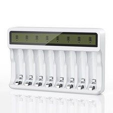 8 Bay Battery Charger AA AAA with LCD Display for NiMH Batteries