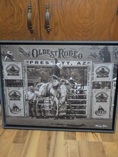 Worlds Oldest Rodeo Prescott,Az Framed On Canvas 26x20 Saddle Bronc Pic