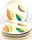 6 Red Wing Square Dinner Plates Leaf Magic 10 5/8" Set