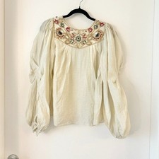 Matthew Williamson 100% Silk Beaded Puff Slee...