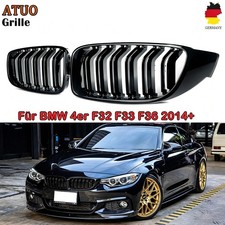 Für BMW 4er F32 F33 F82 F83 Nieren Grill Kühlergrill GLANZ SCHWARZ Doppelsteg