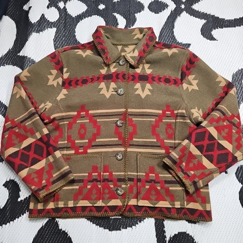 Woolrich Women’s Southwestern Aztec Pattern Wool Coat Med Reversable 16348