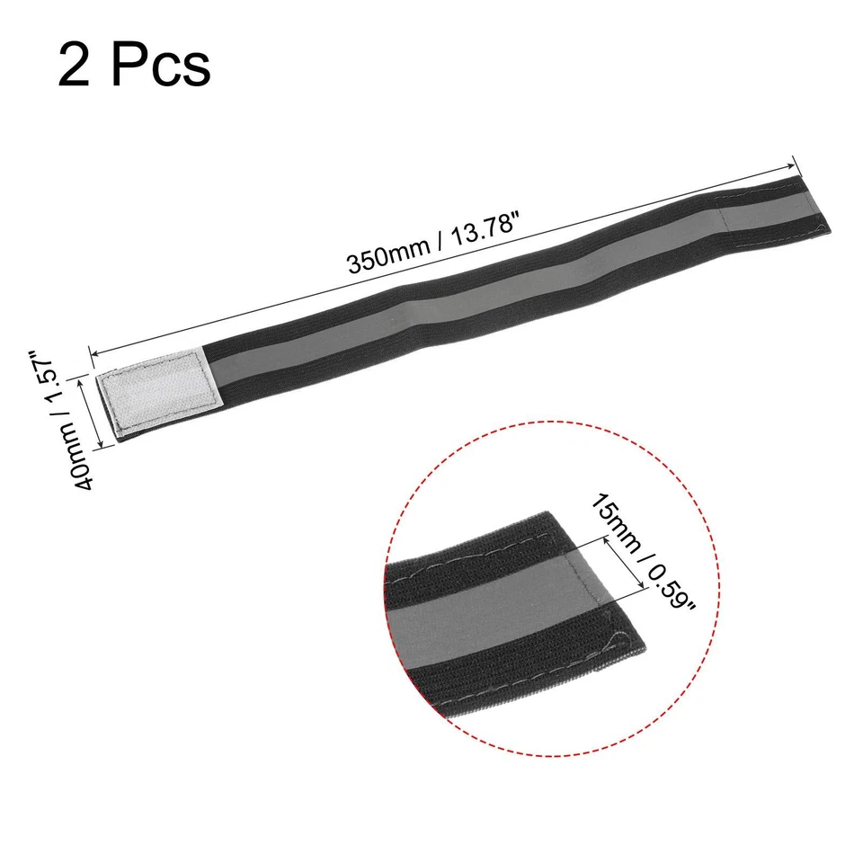 Bandas reflectantes para brazo muñeca tobillo pierna 14x1,5 pulgadas tira ancha negra paquete de 2 Foto 2 de 4