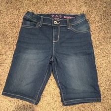 The Children's Place Girls' Blue Skimmer Denim Shorts Pockets Size 10