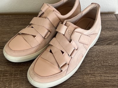 ECCO WOMEN'S SOFT 7 WEDGE STRAP SNEAKER ROSE DUST LEATHER EU 39 US 8-8.5