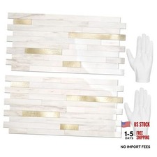 Sheets Peel and Stick Backsplash 20 Glossy Eurasian Wood Grain  Metal Gold