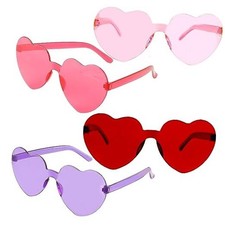 Heart Sunglasses Heart Shaped Glasses Bulk Pink, Hot Pink, Red, Purple 4pcs