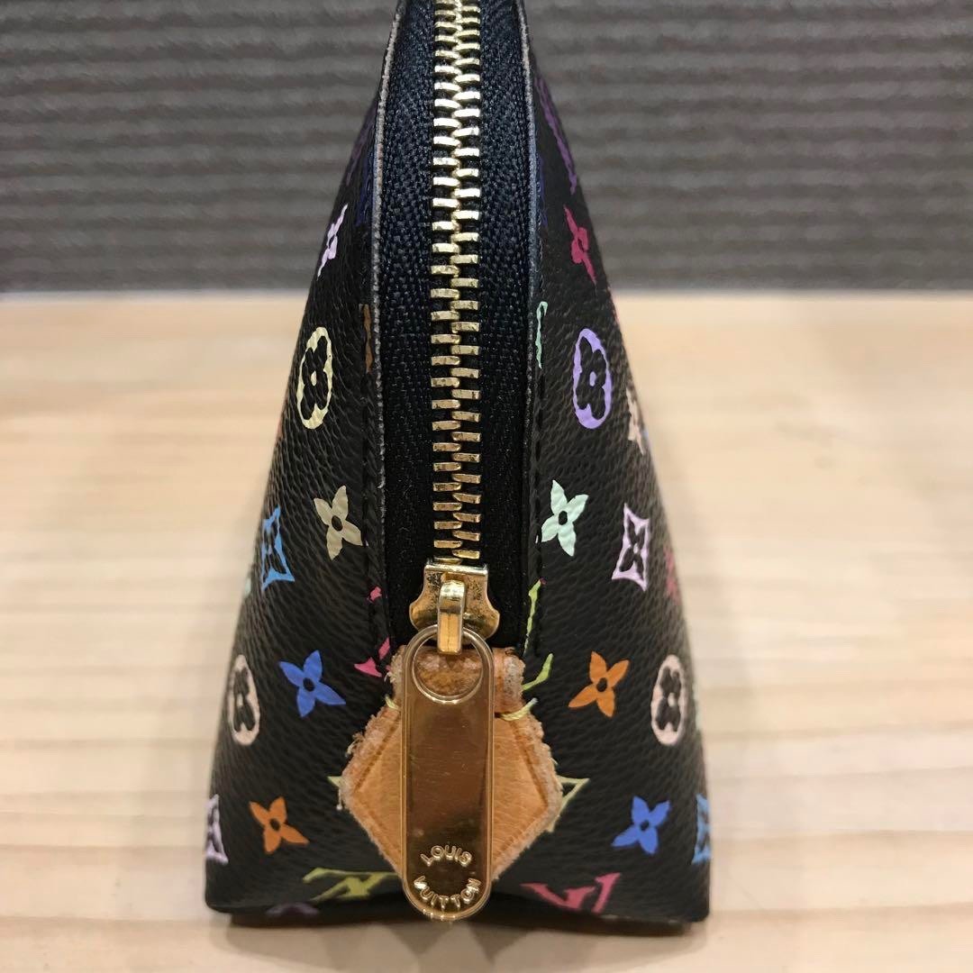 モノグラム ミニポーチ Auth Louis Vuitton Monogram Multicolor Noir Pochette Cosmetic