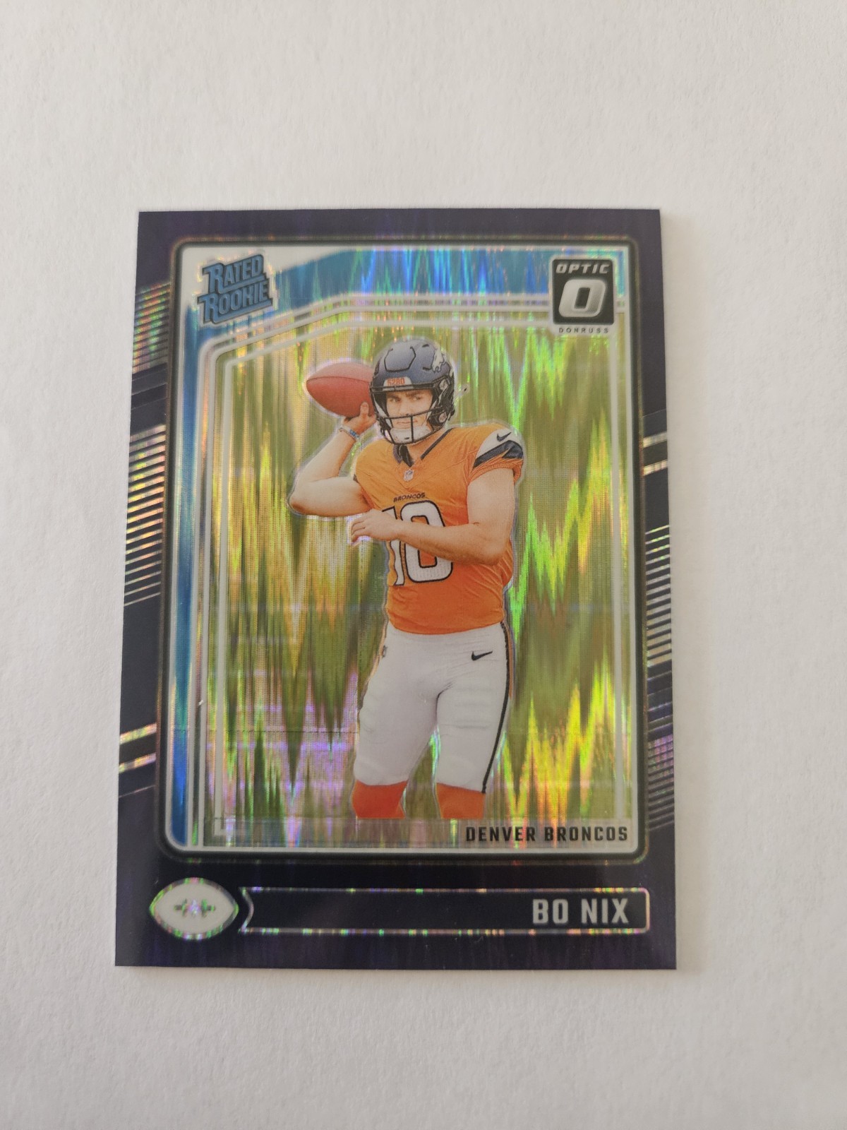 2024 Donruss Optic Bo Nix #209 Rated Rookie Blue Hyper RC Denver Broncos