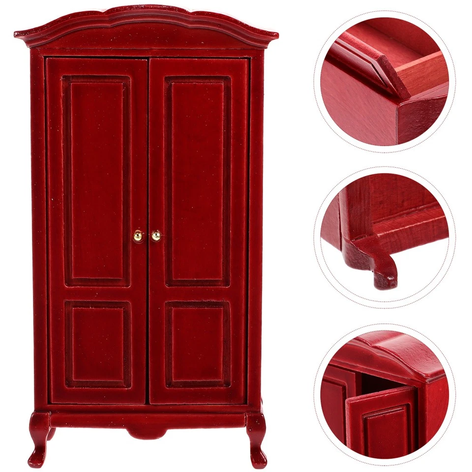 Puppenhaus Miniatur Holzgarderobe Mini Holz Schrank Mini Möbel Schrank Modell - Bild 3 von 4