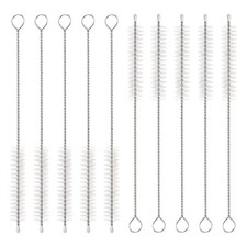 10Pcs Straw Cleaner Brush 6 Inch Length 10mm OD Nylon Bristles White